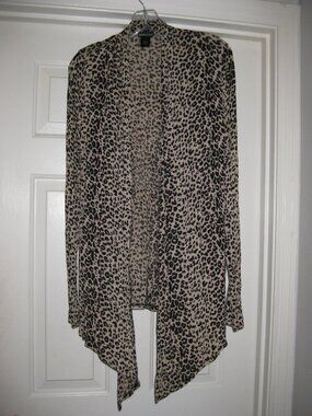 Wet Seal XL Leopard Open Front Waterfall Lightweight Cardigan